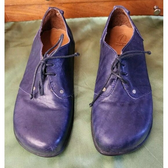 SERGIO TOMANI Smoky Blue Leather Lace Up Shoes Rubber Soles Sz 6-6.5 Columbia - Picture 2 of 9